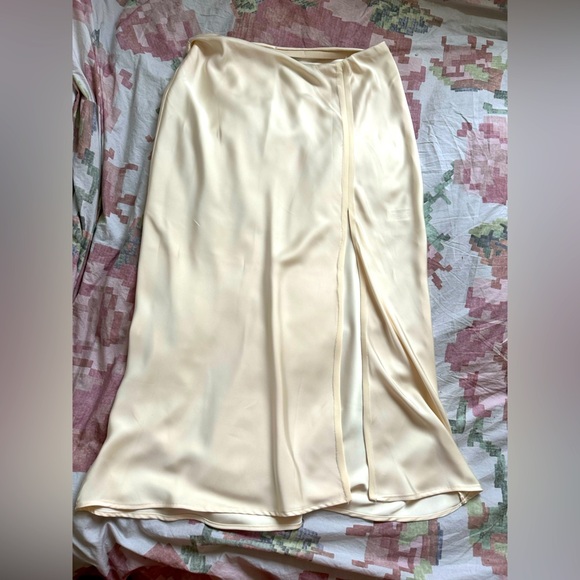 NWT Zara SET Cream Ecru Mixed Organza Satin Effect Blouse Skirt L XL - Picture 16 of 16